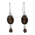 Beautiful 925 Silver with Smoky Quartz Gemstone Dangle & Drop Earrings for Anniversary Gift